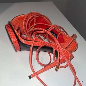 Orange snake skin Tom Ford heels
